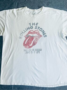 the Rolling Stones White Short Sleeve Tee with Red Tongue Logo